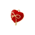 Pendentif cœur rouge avec nœud doré et anneau pour la création de bijoux DIY à la main - VD1720 Coeur Rouge Avec Nœud