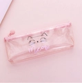 Astuccio gatto rosa traslucido glitterato con stampa Meow e cerniera rosa - Rosa Full Glitter Gatto - Meow