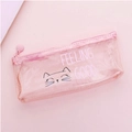 Astuccio gatto rosa traslucido con finitura glitterata e scritte Feeling Good - Rosa Glitter Gatto - Feeling Good