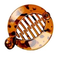 Round tortoiseshell banana hair clip with interlocking teeth for a stylish grip - Dark Coffee Tortoise