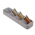 Organizzatore per cassetti grigio estensibile con 8 scomparti per barattoli di spezie - Scatola per spezie grigia