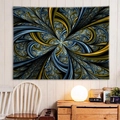 Arazzo astratto blu scuro e oro con motivi geometrici per la decorazione della parete - 90x60cm / Arte geometrica frattale (17)