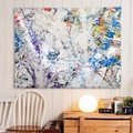 Arazzo da parete astratto in marmo con motivi a inchiostro blu e viola vivaci - 90x60cm / Schizzi astratti moderni (14)