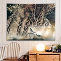 Abstract ancient tree and woodpecker tapestry wall hanging for home decoration - 150x130cm / Ancient Tree Woodpecker