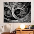 Modern black and white abstract marble tapestry wall hanging for bedroom home decor - 150x130cm / B&W Abstract Fractal