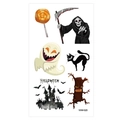 Halloween cartoon tattoo stickers with reaper, pumpkin, ghost, and haunted castle motifs - 60*105mm / Ghost Castle and Pumpkin Cartoon Style(WW-25)