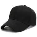 Classic black cotton baseball cap in six-panel twill fabric with pre-curved brim design - Adjustable / Black