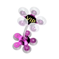 Violetter flexibler Metall-Handyhalter mit Saugnapf, Blumendesign und VIP-Logo - Rosa