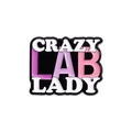 Enamel pin brooch featuring Crazy Lab Lady text design with black and pink finish - Crazy Lab Lady Text