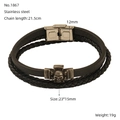 Pulsera de cuero trenzado vintage para hombre con calavera y cierre de acero inoxidable - Estilo Trenzado Multicapa de Calavera Retro Negra (ZH1867S)