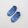Detailed view of blue cotton socks with cartoon fox design and 3D decorative ears - Blue Pig/Fox