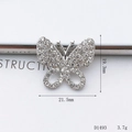 DIY silver butterfly charm with rhinestones for phone cases, 21.5mm wide, model D1493 - Silver