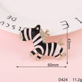 Detailed view of a zebra brooch with crystals, measuring 60mm by 43mm, weighing 11.2g - D424 — Zebra (Black)