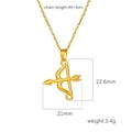 Golden cupid bow and arrow pendant necklace in 18K plated stainless steel with dimensions - Bow & Arrow Shape (Gold MS-631)