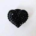 Sparkling black heart car vent clip air freshener with black rhinestones on white background - Black