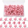 Pink heart-shaped push pins set with clear plastic storage box for DIY office stationery - 100 Pcs/Box / Pink