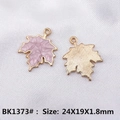 Macro view of alloy maple leaf pendant showing purple enamel and gold-plated texture - Pink Purple Maple Leaf BK1373#
