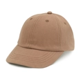 Detail view of khaki cotton twill baseball cap showing stitch lines and ventilation holes - Caramel color