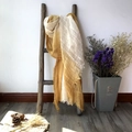 Linen cotton scarf in yellow and beige gradient hanging on a rustic wooden ladder - 200*95CM / Thickened Ginger Yellow