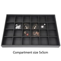 Black PU leather 24-grid jewelry display tray with 5x5cm compartments for rings - 24-Grid Tray