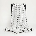 Polka dot silk-like square scarf 90cm large shawl wrap with black borders on white - White (FT150-6) / 90x90cm