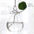 Angel-shaped hanging glass vase with wings and twine for hydroponic plants 11x10cm - Large Angel