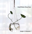 Small teardrop hanging glass vase for hydroponics with rope, height 12cm, diameter 7cm - Water Drop
