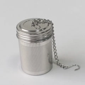 Close-up of SUS304 stainless steel tea infuser mesh with chain and hanging hook - Small Crimped Style