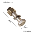 Puzzle en métal vintage type boulon, finition laiton, taille 88x36mm et poids 233g - Grande Vis