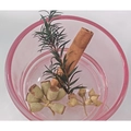 Pink glass candle jar featuring cinnamon sticks and dried eucalyptus botanical decor - Dried Flowers Set