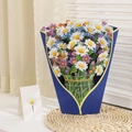 Creative 3D pop-up daisy bouquet card with blue paper and yellow flowers for Mother's Day - Daisy