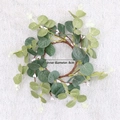Detail view of eucalyptus wreath with white berries, inner diameter measuring 8cm - Green Eucalyptus