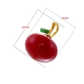 Sweet cherry fruit pendant with 18mm height, red enamel finish and golden leaf detail - VD1732 Red Medium Apple