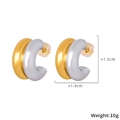 Two-tone C-shaped double hoop earrings in gold and silver finish for a modern look - F284-Mixed Gold and Steel