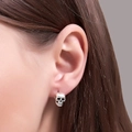 Orecchini a perno a teschio gotico vintage in argento con finitura ossidata retro - Orecchino Teschio (Argento Antico 2901) / Argento antico