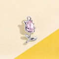 Colgante tulipán plateado con cristal rosa para creación de joyas personalizadas - Tulipán Rosa con Conservación de Color