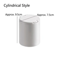 Mini white cylindrical storage box for cotton pads with push lid, 9.5cm height - Round Single Grid
