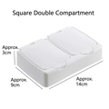 White plastic double compartment storage box with pop-up lids for makeup organization - Square Double Grid
