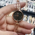 Fashionable women's rose gold chain bracelet watch with elegant black dial and metal strap - Rose Gold Black Face