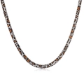 Dettaglio della collana a catena piatta da 6mm in acciaio con stampa leopardata - Catena a Osso di Serpente Leopardata Acciaio