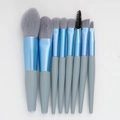 8-piece portable makeup brush set with grey bristles and blue metal ferrules - 8pcs+Bag / Nordic Blue