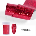 Dettaglio della lamina per unghie olografica rosso rubino con effetto diamante brillante - Stile olografico rosso (TZ0014-01)