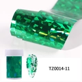 Dettaglio della lamina olografica verde laser per nail art DIY con effetto lucido - Stile texture frantumata laser verde (TZ0014-11)
