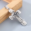 Gothic layered silver and black cross pendant in stainless steel for men - Style B Two-tone Black (Pendant Only)