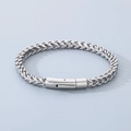 Zilveren roestvrijstalen franco schakelarmband voor heren met rechthoekige sluiting - Staalkleur / 22cm