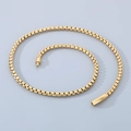 Mens 18K gold plated stainless steel box chain necklace with sleek cylindrical clasp - Model A Matte Gold