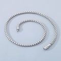 Classic silver stainless steel box chain necklace with high-polished metallic finish - A Style Steel Color