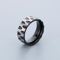 Men's titanium steel ring with black ripple texture and silver brushed finish - US 8 / Black (KR111677-GC)