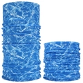 Set of two blue seamless cycling bandanas with white wolf dragon pattern design - Blue Wolf Pattern