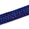 Macro detail of 6x8mm blue barrel druzy agate beads with natural crystal texture for DIY jewelry - Barrel Beads 6x8mm/23pcs / Electroplated Blue